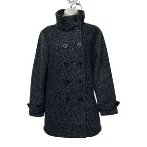 IKE BEHAR Women’s Fleece Double Breasted Jacket Gray Size M No Belt